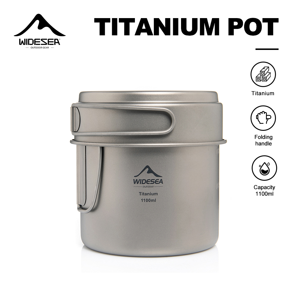 Camping Cooking Oil - Widesea Ultraleichter Titan-Campingtopf, 1100 ml, faltbarer