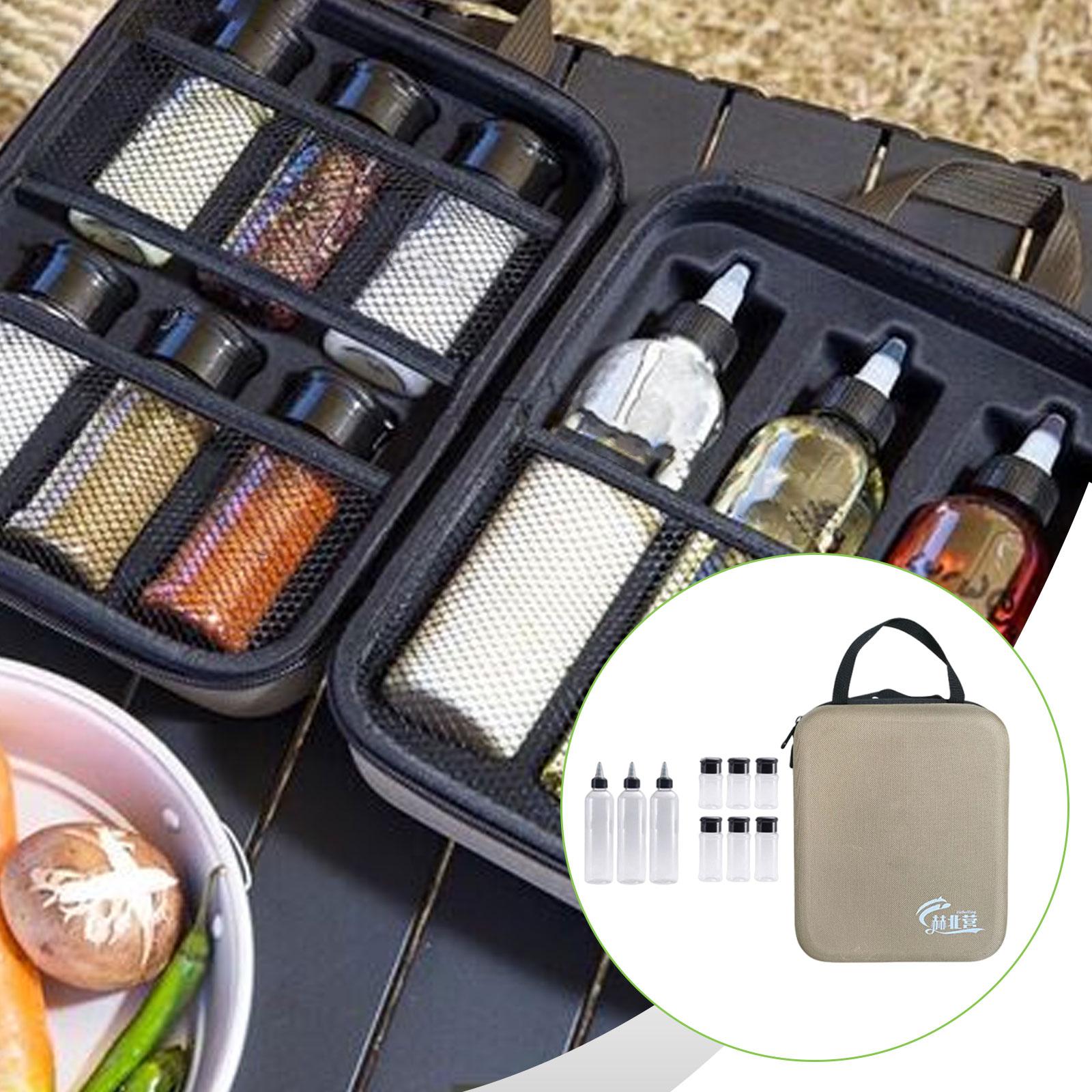 Camping Cooking Oil - 11x Camping-Gewürzgläser-Set, EVA-Hartschalenkoffer, praktische Gewürzbehälter, tragbar,