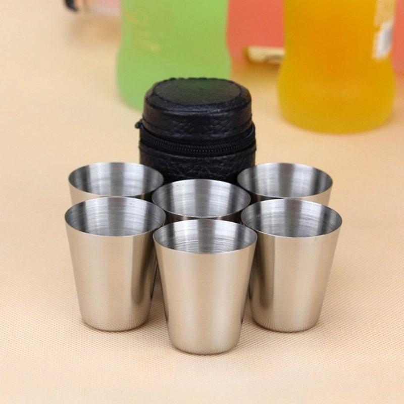 Camping Cooking Pot - 4/6Pcs Edelstahl Tassen Mini Schnaps Glas