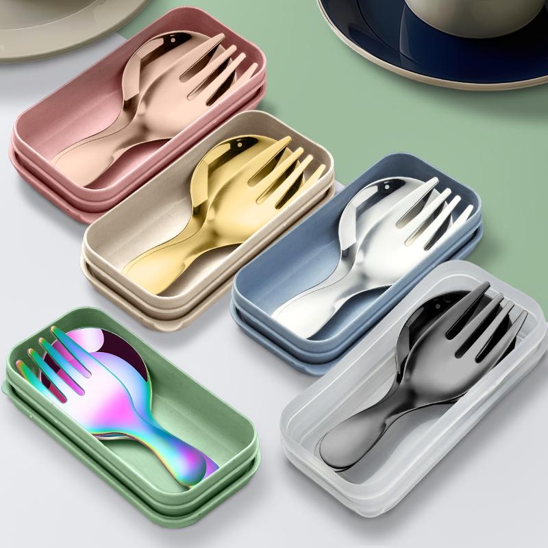 Camping Cooking And Eating Set - Edelstahl Tragbare Löffel Gabel Kurzen Griff