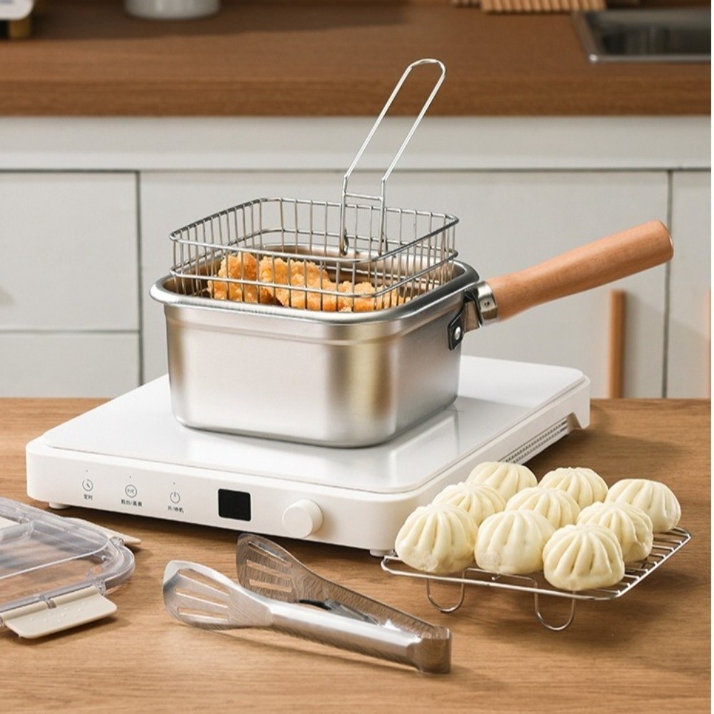 Camping Cooking Unit - Tragbare Bratpfanne aus Edelstahl, quadratische Form,