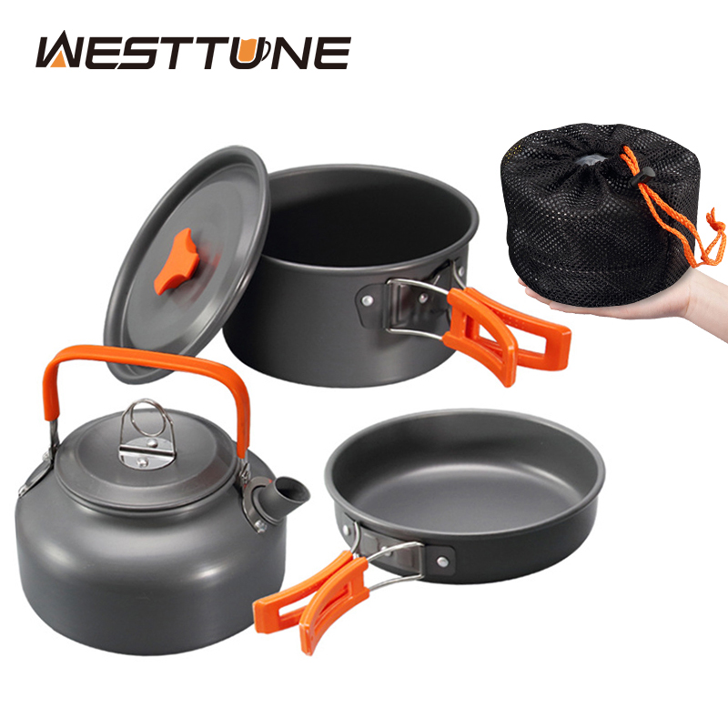Camping Cooking Gadgets - WESTTUNE Camping-Kochgeschirr-Set, Aluminium, für den Außenbereich,