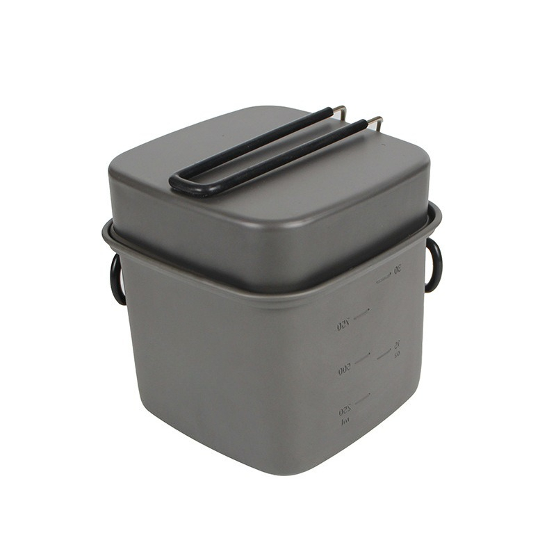 Camping Cooking Pots And Pans Set - 2-in-1-Kochgeschirr-Set aus Aluminiumlegierung, faltbar, quadratischer Topf,