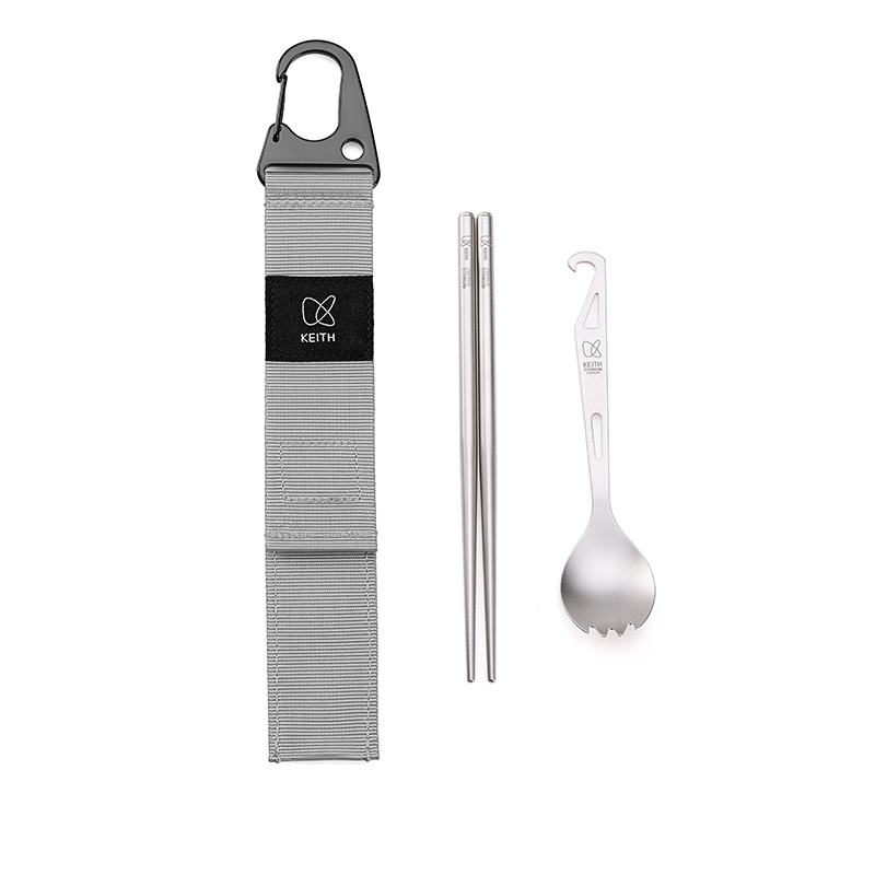 Camping Cooking And Eating Set - KEITH Ultraleichtes Besteckset aus reinem Titan,