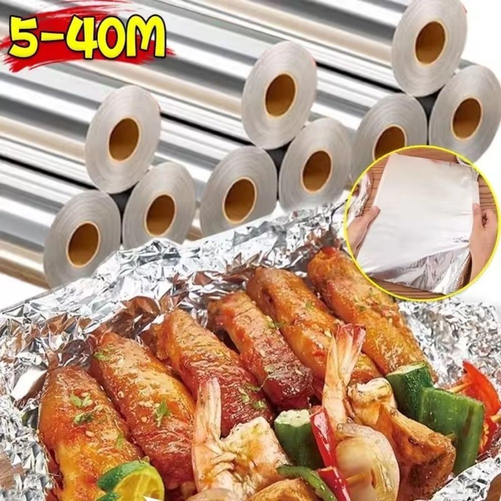Aluminum Foil Heavy Duty - 5m/10m/20m Einweg-Aluminiumfolienpapier, verdicktes, antihaftbeschichtetes, lebensmittelechtes, hitzebeständiges