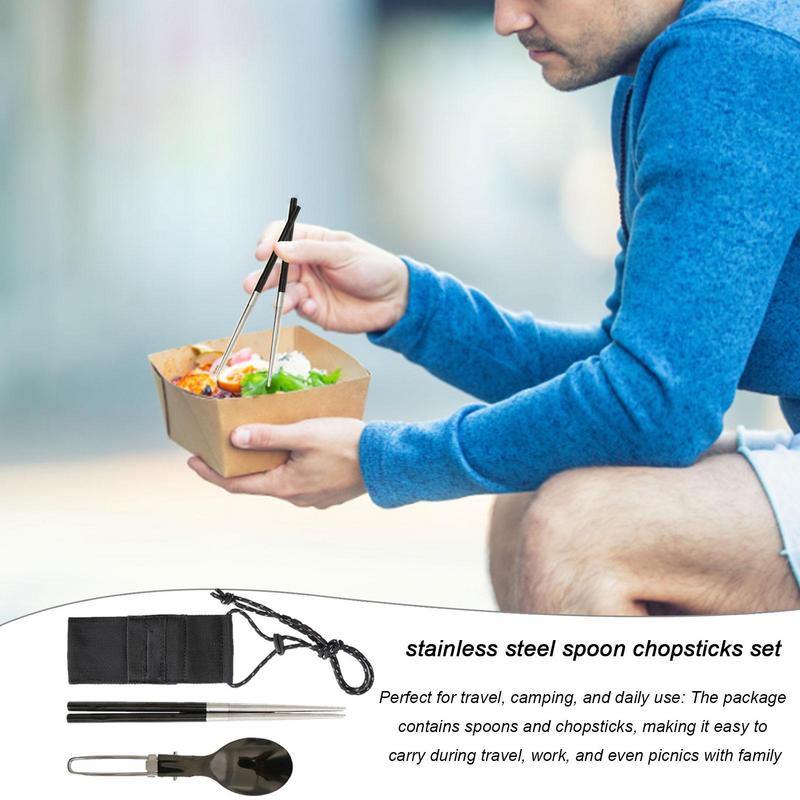 Camping Cooking And Eating Set - Faltbare Löffel-Essstäbchen für Reisen, Camping, Ess-Set