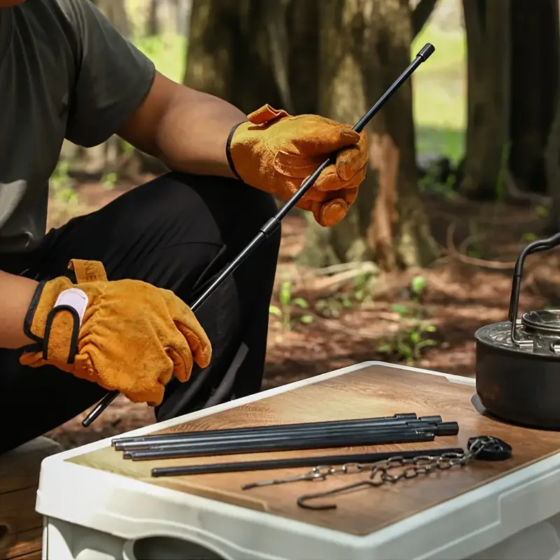 Camping Cooking Tripod - Großer Outdoor-Feuerständer, tragbarer Camping-Feuerständer, Dreieckiger Hängebügel
