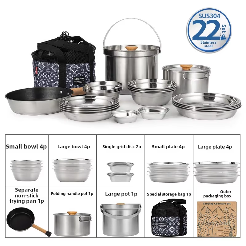 Camping Cooking Gadgets - NOBANA Neueste Outdoor Edelstahl Topf Set