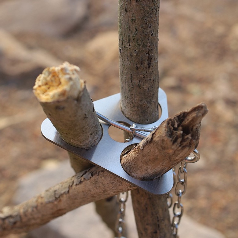 Camping Cooking Gadgets - Edelstahl-Camping-Stativ, tragbar, abnehmbar, zum Aufhängen von