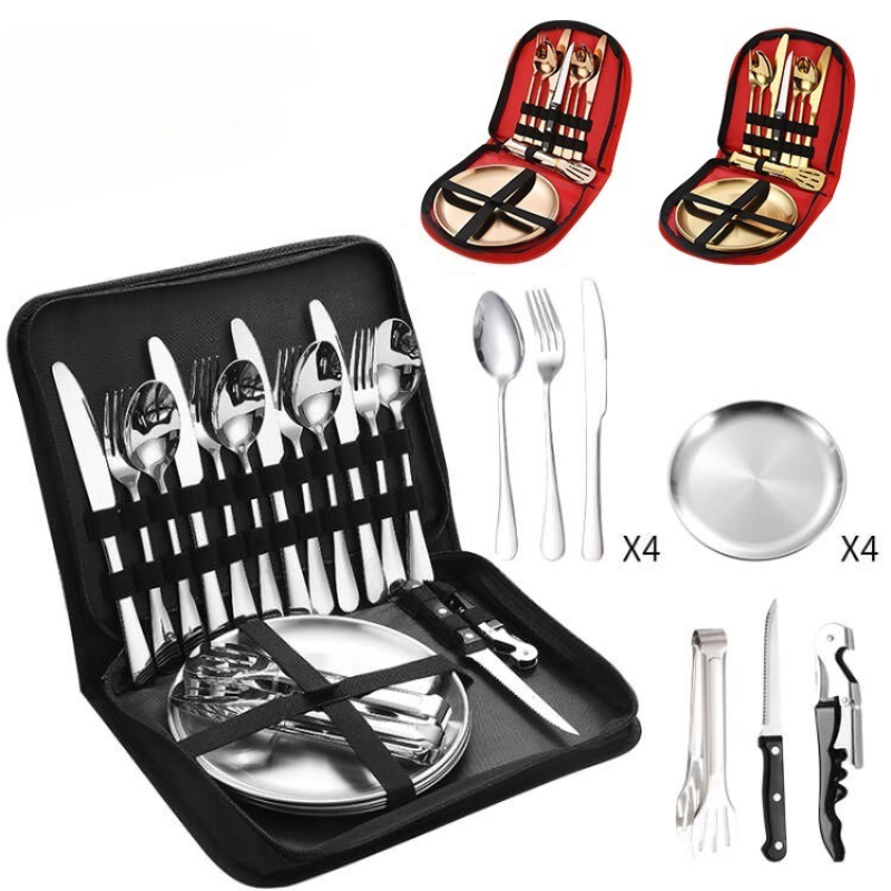 Camping Cooking And Eating Set - 10/20 stücke Edelstahl Outdoor Besteck Set