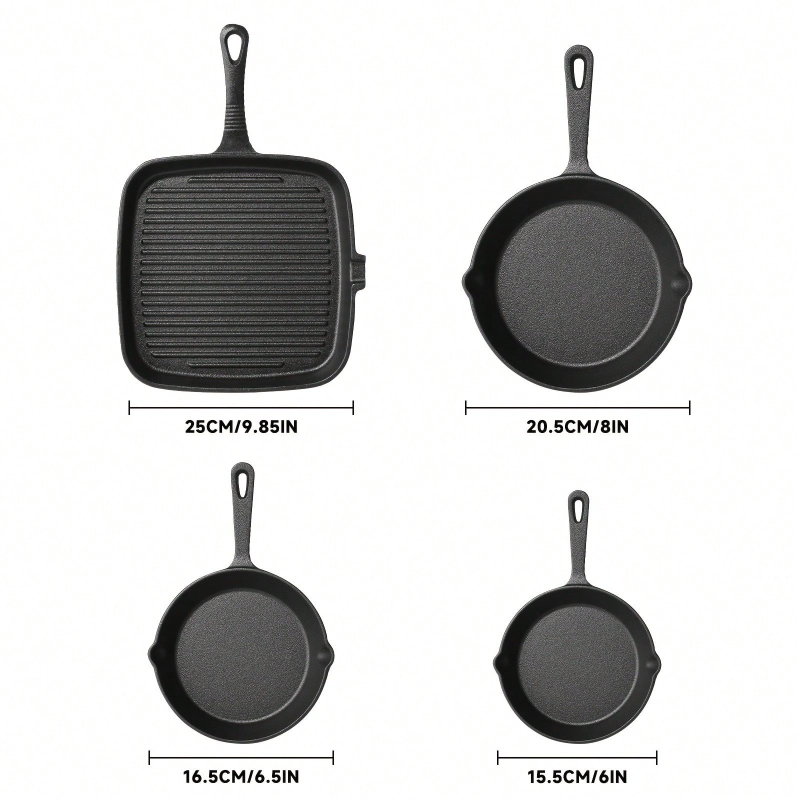 4-teiliges Gusseisen-Bratpfann – Camping Cooking Set Non Stick Bewertung und Preis
