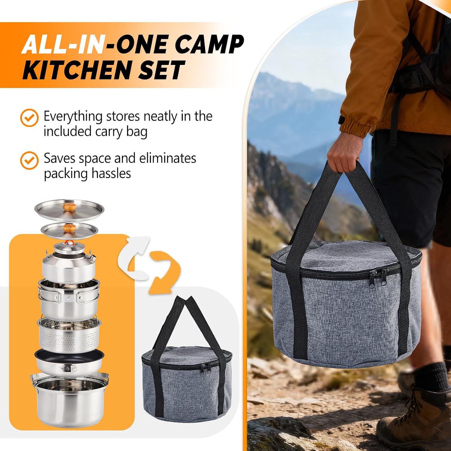 6-teiliges Kochgeschirr-Set, l – Camping Cooking Set Non Stick Bewertung und Preis