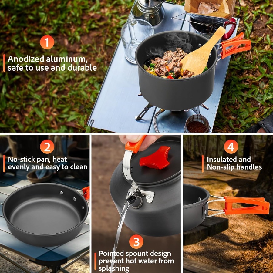 Camping-Kochgeschirr-Set: 35oz – Camping Cooking Set Non Stick Bewertung und Preis