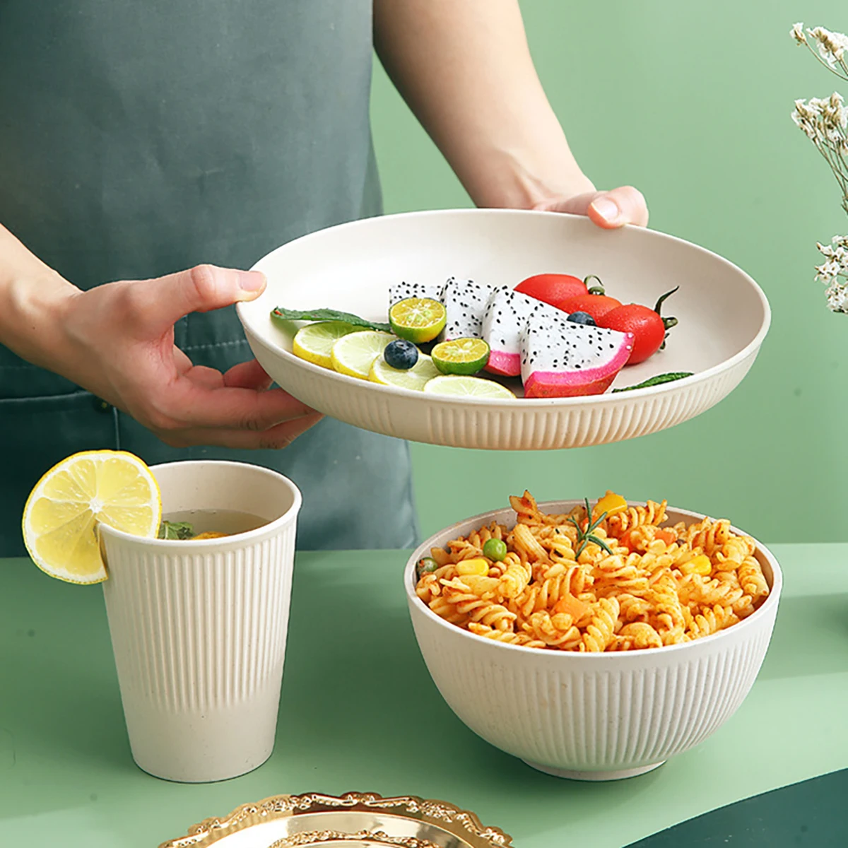 16Pcs Weizen Stroh Tablewar Se – Camping Cooking And Eating Set Bewertung und Preis
