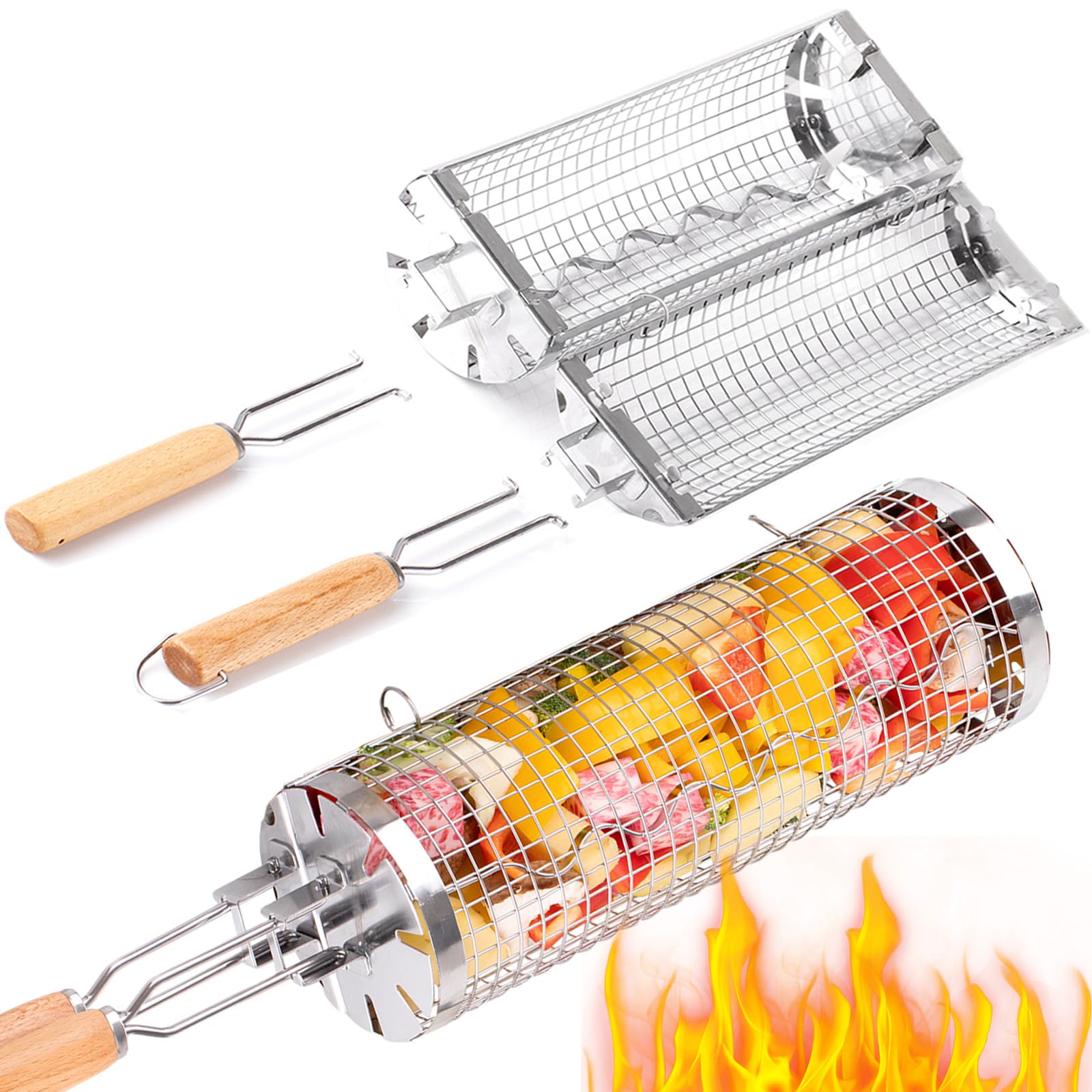 BUYYES Rolling Grill Korb BBQ  – Camping Cooking Handle Bewertung und Preis