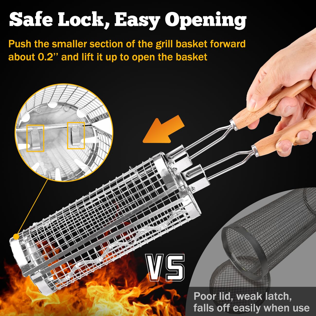 BUYYES Rolling Grill Korb BBQ  – Camping Cooking Handle Bewertung und Preis